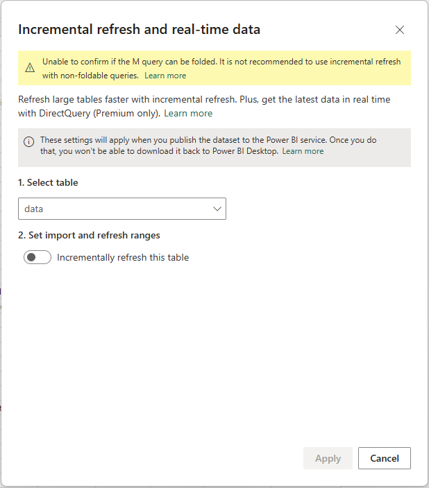 incremental refresh policy