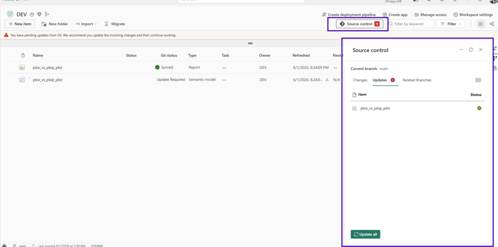Git integration in Power BI git integration img 26